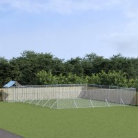 vidaXL Outdoor-Hundezwinger mit Dach Silbern 12x12x2,5m...