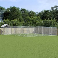 vidaXL Outdoor-Hundezwinger mit Dach Silbern 10x8x2,5 m...