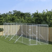 vidaXL Outdoor-Hundezwinger Silbern 2x10x2 m Verzinkter...