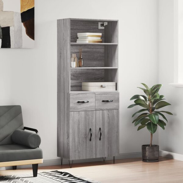 vidaXL Highboard Grau Sonoma 69,5x34x180 cm Holzwerkstoff