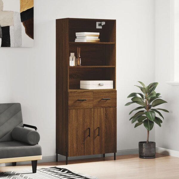 vidaXL Highboard Braun Eichen-Optik 69,5x34x180 cm Holzwerkstoff