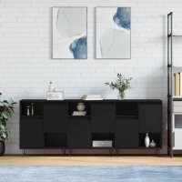 vidaXL Sideboards 3 Stk. Schwarz Holzwerkstoff