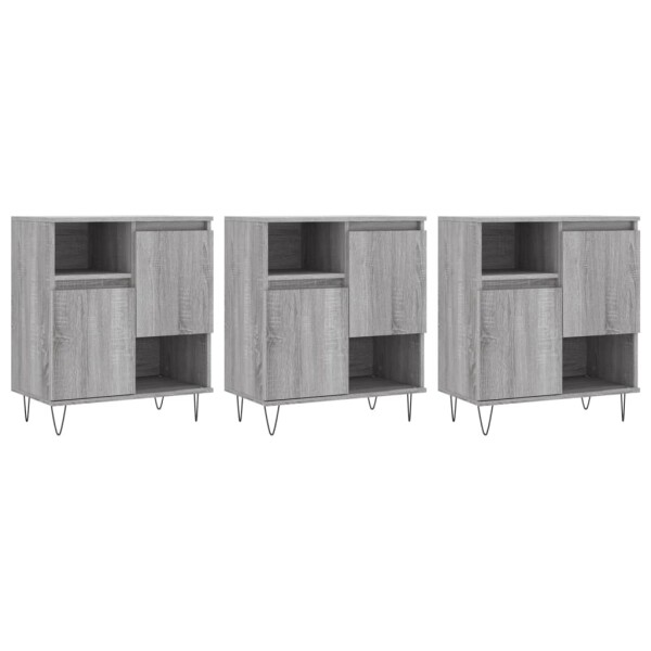 vidaXL Sideboards 3 Stk. Grau Sonoma Holzwerkstoff