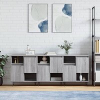 vidaXL Sideboards 3 Stk. Grau Sonoma Holzwerkstoff