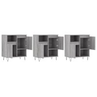 vidaXL Sideboards 3 Stk. Grau Sonoma Holzwerkstoff