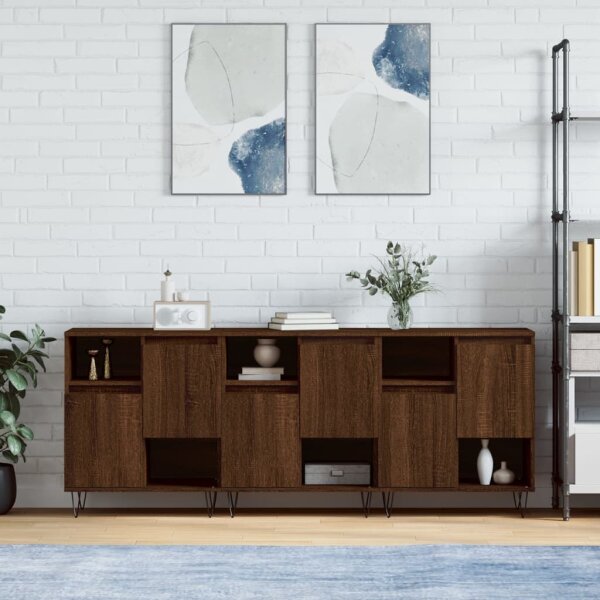 vidaXL Sideboards 3 Stk. Braun Eichen-Optik Holzwerkstoff