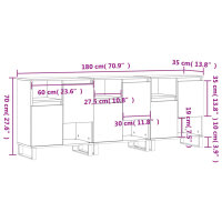 vidaXL Sideboards 3 Stk. Wei&szlig; Holzwerkstoff