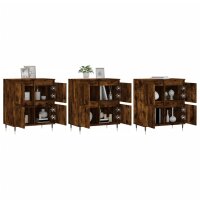 vidaXL Sideboards 3 Stk. R&auml;uchereiche Holzwerkstoff