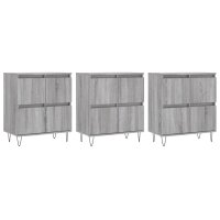 vidaXL Sideboards 3 Stk. Grau Sonoma Holzwerkstoff