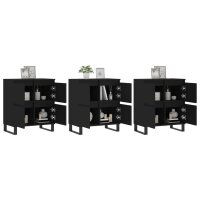 vidaXL Sideboards 3 Stk. Schwarz Holzwerkstoff