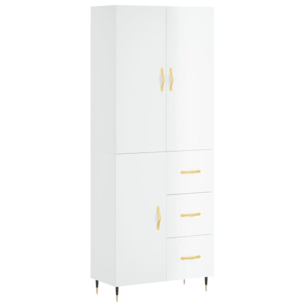 vidaXL Highboard Hochglanz-Wei&szlig; 69,5x34x180 cm Holzwerkstoff