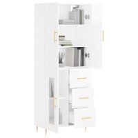 vidaXL Highboard Hochglanz-Wei&szlig; 69,5x34x180 cm Holzwerkstoff