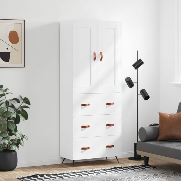 vidaXL Highboard Hochglanz-Wei&szlig; 69,5x34x180 cm Holzwerkstoff