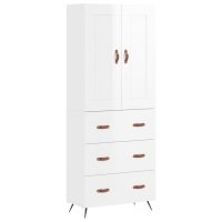 vidaXL Highboard Hochglanz-Wei&szlig; 69,5x34x180 cm Holzwerkstoff