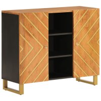 vidaXL Beistellschrank Braun und Schwarz 90x33,5x75 Massivholz Mango