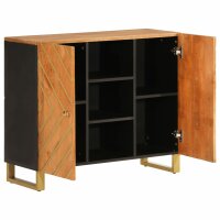 vidaXL Beistellschrank Braun und Schwarz 90x33,5x75 Massivholz Mango