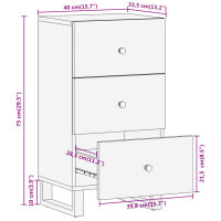 vidaXL Beistellschrank Braun und Schwarz 40x33,5x75 Massivholz Mango