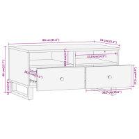 vidaXL Couchtisch Braun und Schwarz 80x54x40 cm Massivholz Mango