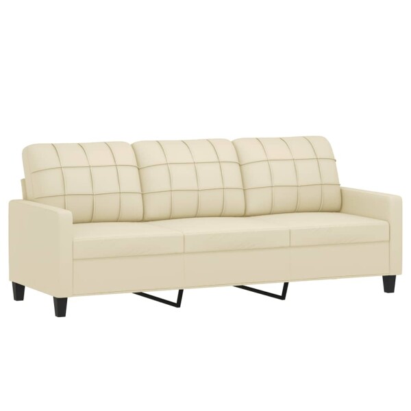 vidaXL 3-Sitzer-Sofa Creme 180 cm Kunstleder