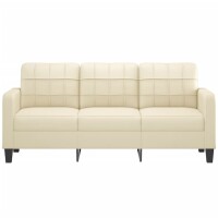 vidaXL 3-Sitzer-Sofa Creme 180 cm Kunstleder