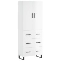 vidaXL Highboard Hochglanz-Wei&szlig; 69,5x34x180 cm Holzwerkstoff