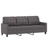 vidaXL 3-Sitzer-Sofa Grau 180 cm Kunstleder