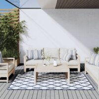 vidaXL Outdoor-Teppich Marineblau Weiß 100x200 cm...