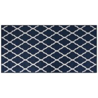 vidaXL Outdoor-Teppich Marineblau Weiß 100x200 cm Beidseitig Nutzbar