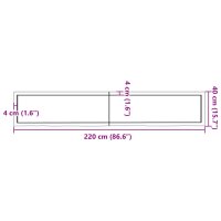 vidaXL Waschtischplatte Hellbraun 220x40x4 cm Massivholz Behandelt