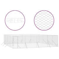 vidaXL Outdoor-Hundezwinger Silbern 8x8x2 m Verzinkter Stahl