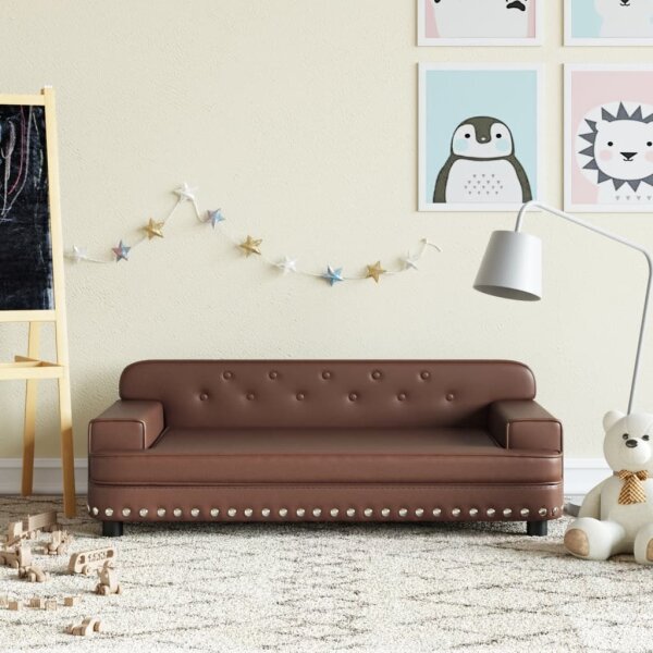 vidaXL Kindersofa Braun 90x53x30 cm Kunstleder