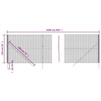 vidaXL Maschendrahtzaun Anthrazit 1,4x25 m Verzinkter Stahl