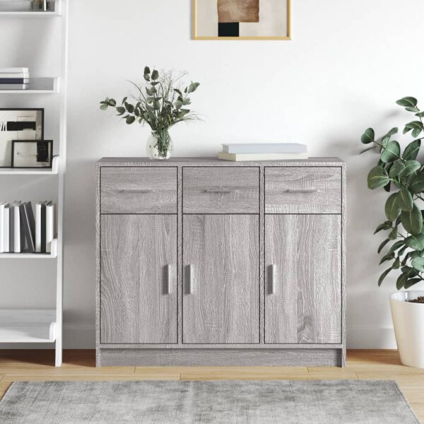 vidaXL Sideboard Grau Sonoma 91x28x75 cm Holzwerkstoff