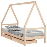 vidaXL Kinderbett mit Schubladen 90x200 cm Massivholz Kiefer