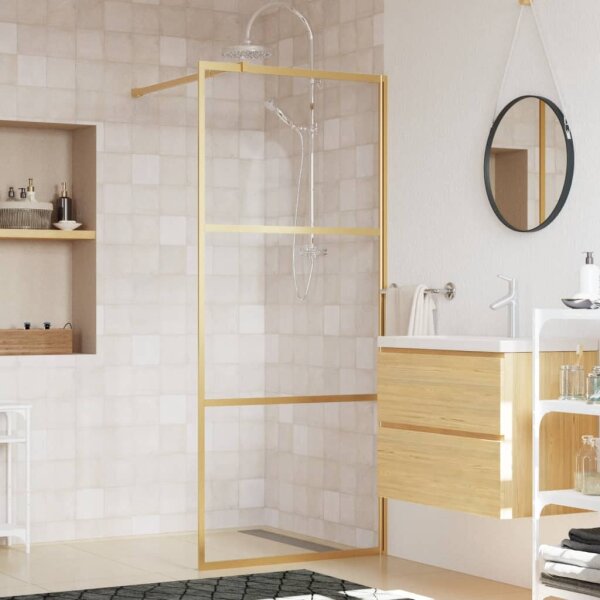 vidaXL Duschwand f&uuml;r Begehbare Dusche mit ESG Klarglas Golden 90x195cm