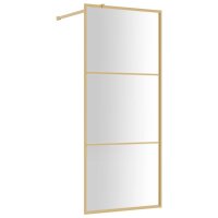 vidaXL Duschwand für Begehbare Dusche mit ESG Klarglas Golden 90x195cm