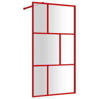 vidaXL Duschwand für Begehbare Dusche mit ESG Klarglas Rot 100x195 cm