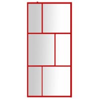 vidaXL Duschwand für Begehbare Dusche mit ESG Klarglas Rot 90x195 cm