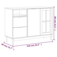 vidaXL Sideboard mit Glast&uuml;r FLAM 110x40x80 cm Massivholz Kiefer