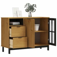 vidaXL Sideboard mit Glast&uuml;r FLAM 110x40x80 cm Massivholz Kiefer