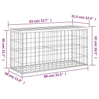 vidaXL Gartenbank aus Gabionen 83x31,5x42 cm Kiefernholz Impr&auml;gniert