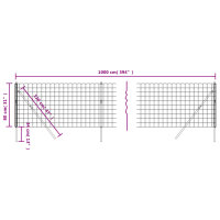 vidaXL Maschendrahtzaun Anthrazit 0,8x10 m Verzinkter Stahl