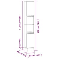 vidaXL Badschrank Betongrau 30x30x190 cm Holzwerkstoff