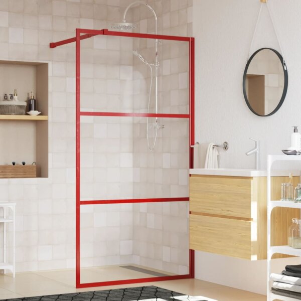 vidaXL Duschwand f&uuml;r Begehbare Dusche mit ESG Klarglas Rot 100x195 cm