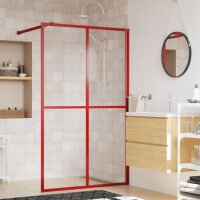 vidaXL Duschwand für Begehbare Dusche mit ESG Klarglas Rot 118x195 cm