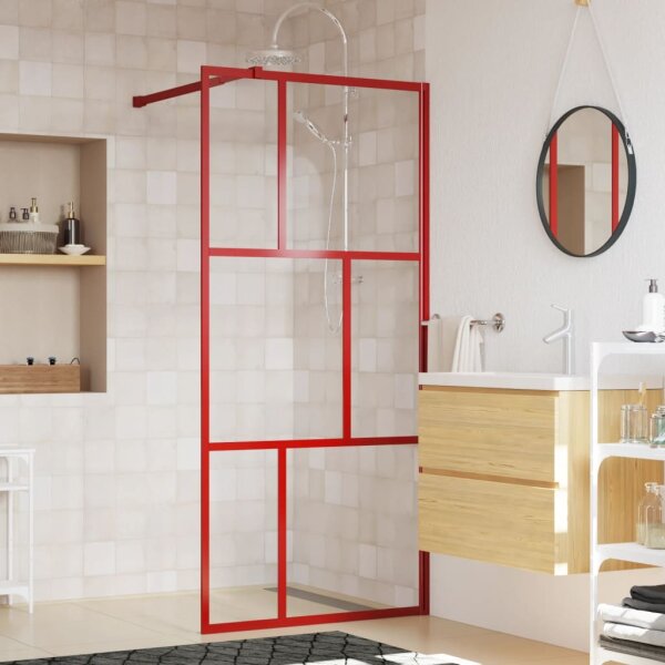 vidaXL Duschwand f&uuml;r Begehbare Dusche mit ESG Klarglas Rot 80x195 cm