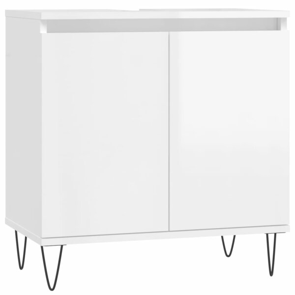 vidaXL Badschrank Hochglanz-Wei&szlig; 58x33x60 cm Holzwerkstoff