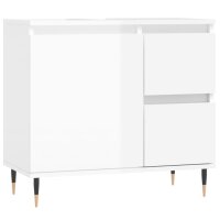 vidaXL Badschrank Hochglanz-Weiß 65x33x60 cm...