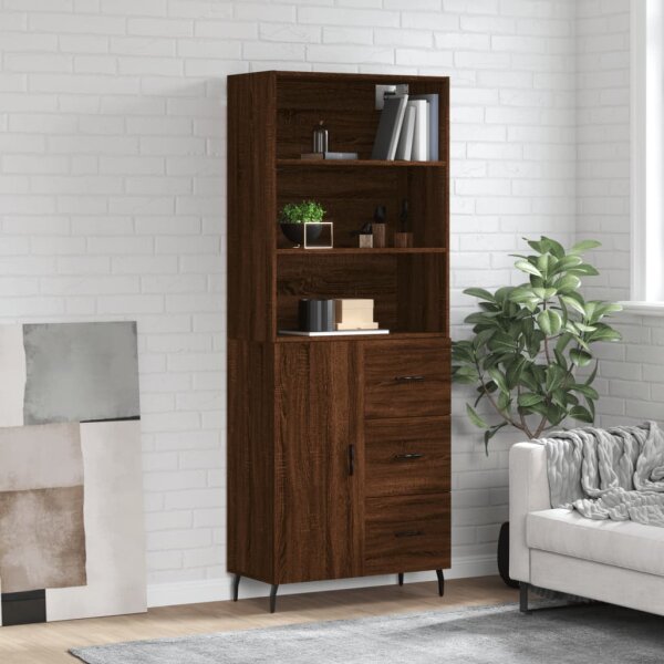 vidaXL Highboard Braun Eichen-Optik 69,5x34x180 cm Holzwerkstoff