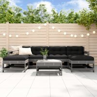 vidaXL 7-tlg. Garten-Lounge-Set mit Kissen Grau Massivholz